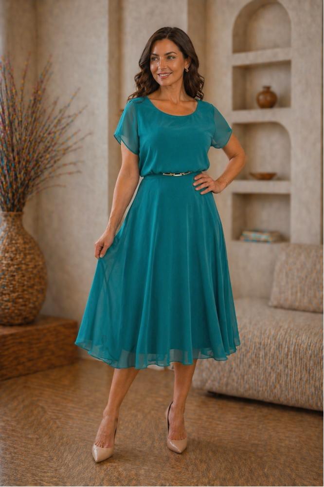 Zelené áčkové midi šaty plus size